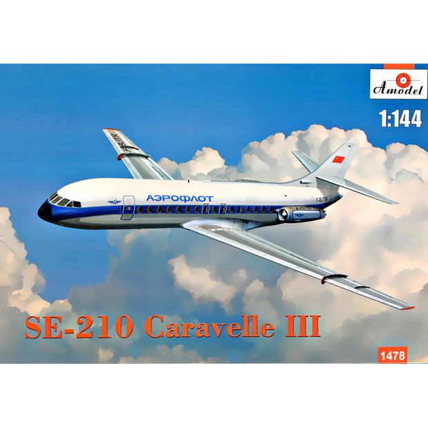SE-210 "Caravelle" III Scale 1:144 Amodel AMO1478 Plastic Airplane Model Kit