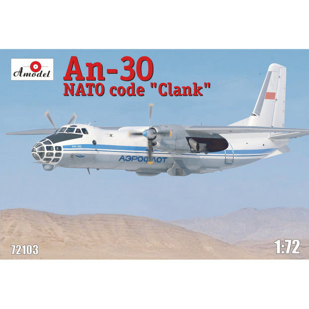 Antonov An-30 'Clank' Soviet aerial cartography aircraft Scale 1:72 Amodel AMO72103 Scale Airplane Model Kit