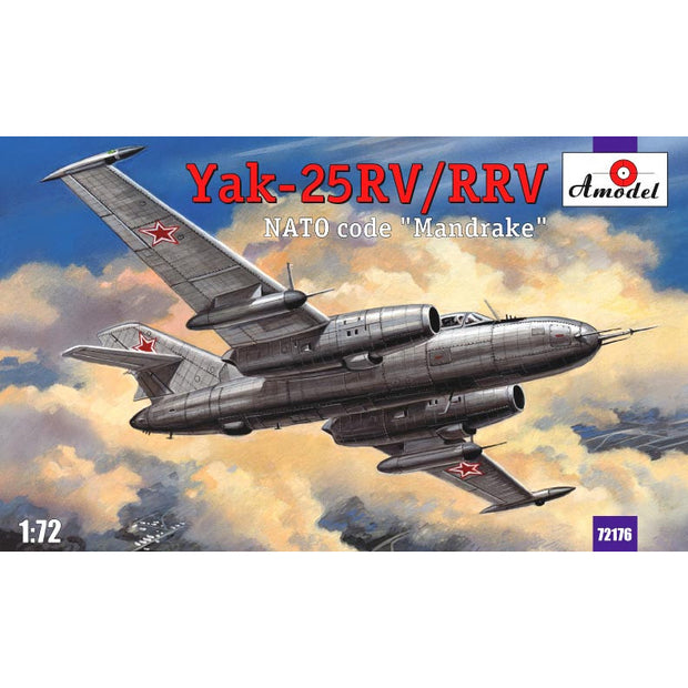 Yakovlev Yak-25RV/RRV "Mandrake" Soviet interceptor Scale 1:72 Amodel AMO72176 Plastic Airplane Model Kit
