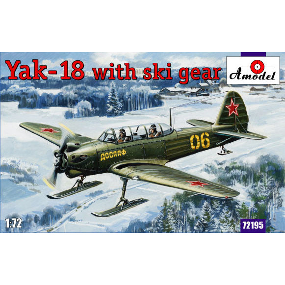 Yak-18 with ski gear Scale 1:72 Amodel AMO72195 Plastic Airplane Model Kit