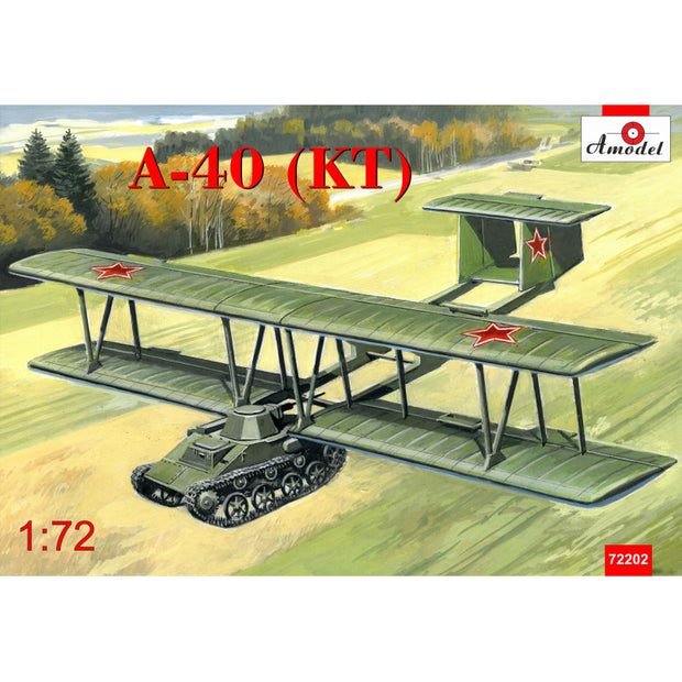 Biplane Antonov A-40 (KT) prototype flying tank using T-60 Scale 1:72 Amodel AMO72202 Plastic Airplane Model Kit