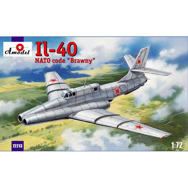 Ilyushin IL-40 «Brawny« Soviet jet-engined armored aircraft, 2nd prototype Scale 1:72 Amodel AMO72213 Scale Airplane Model Kit