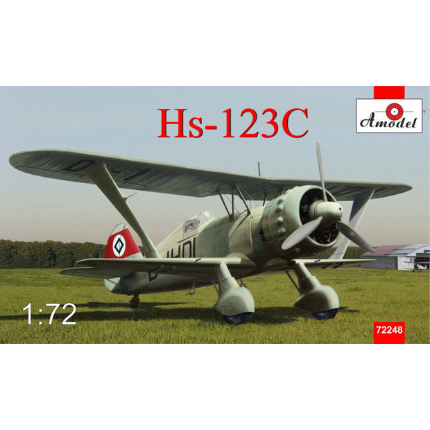Biplane Henschel Hs 123C dive-bomber Scale 1:72 Amodel AMO72248 Plastic Airplane Model Kit
