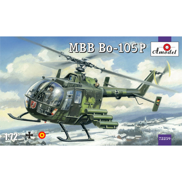 MBB Bo-105P helicopter, military version Scale 1:72 Amodel AMO72259 Plastic Helicopter Model Kit