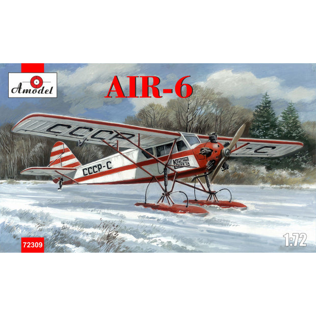 AIR-6 Soviet monoplane on skis Scale 1:72 Amodel AMO72309 Plastic Airplane Model Kit