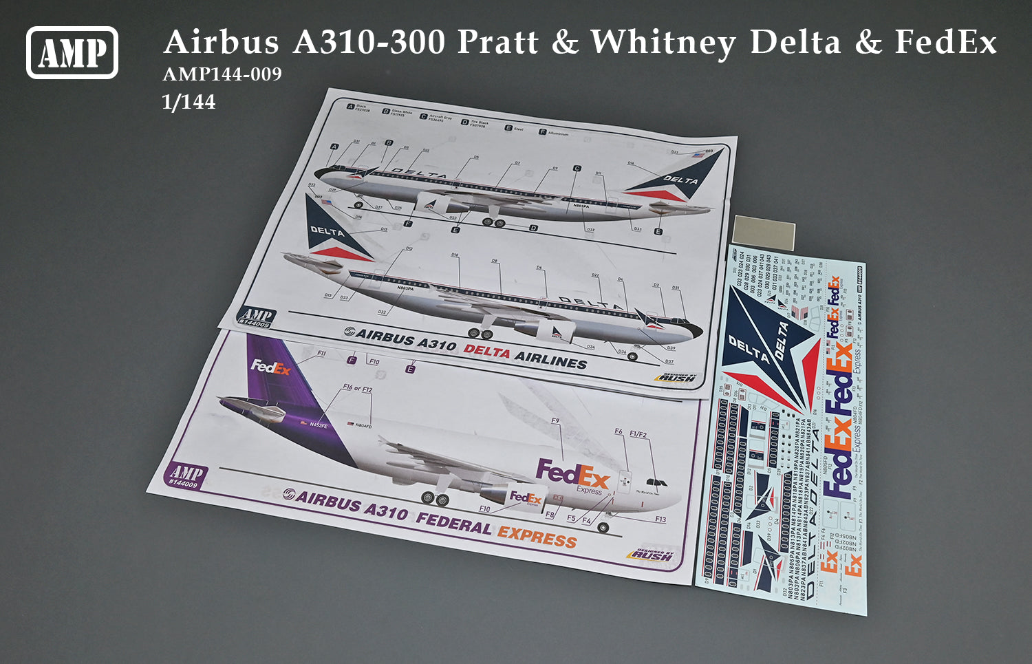 Airbus A310-300 Delta Air Lines & FedEx Scale 1:144 AMP 144009 Plastic Model Aircraft Kit