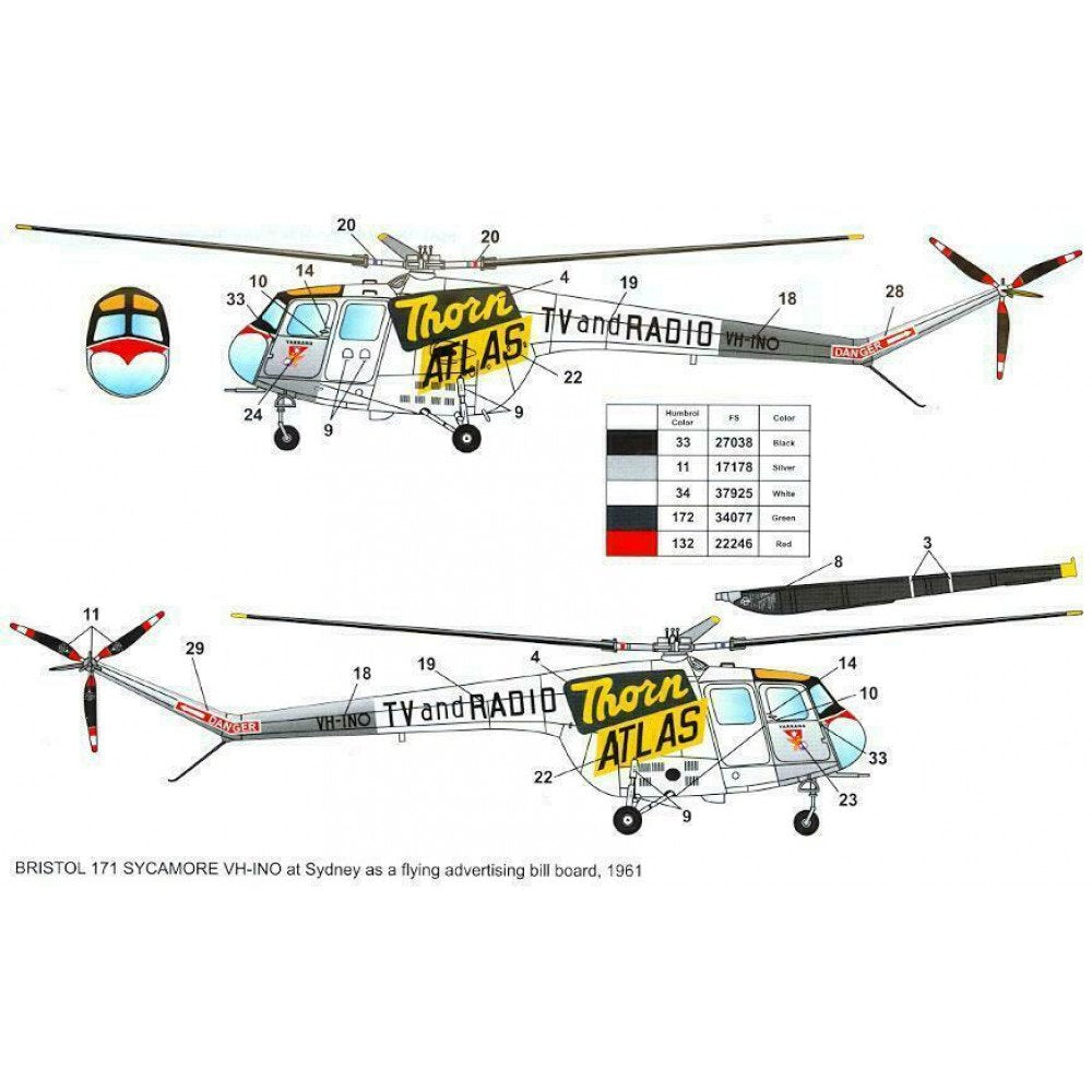 Bristol Sycamore HR50/51 Scale 1:48 AMP 48006 Plastic Model Helicopter Kit