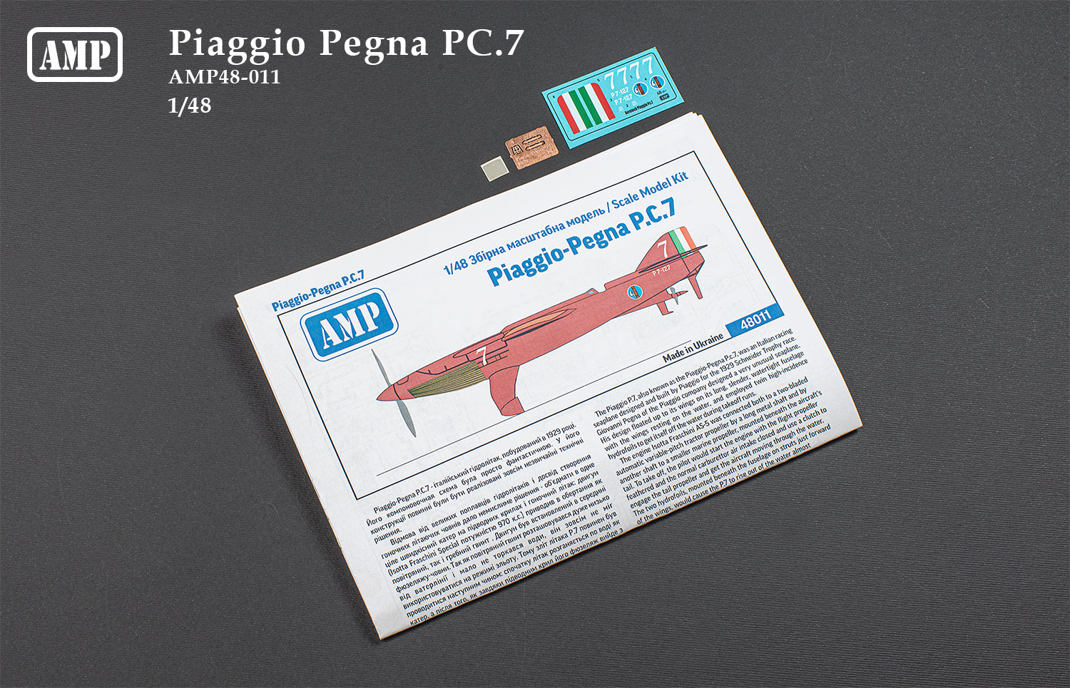Piaggio Pegna PC.7 Scale 1:48 AMP 48011 Plastic Model Aircraft Kit