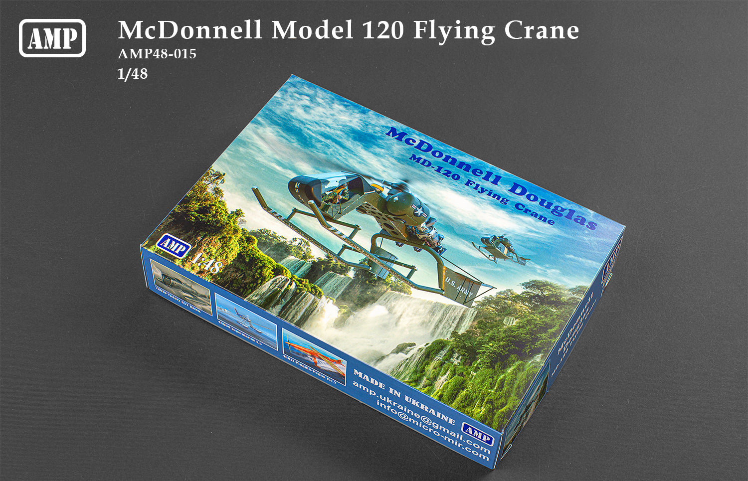 McDonnell 120 Flying Crane (V-1 Jeep) Scale 1:48 AMP 48015 Plastic Model Helicopter Kit