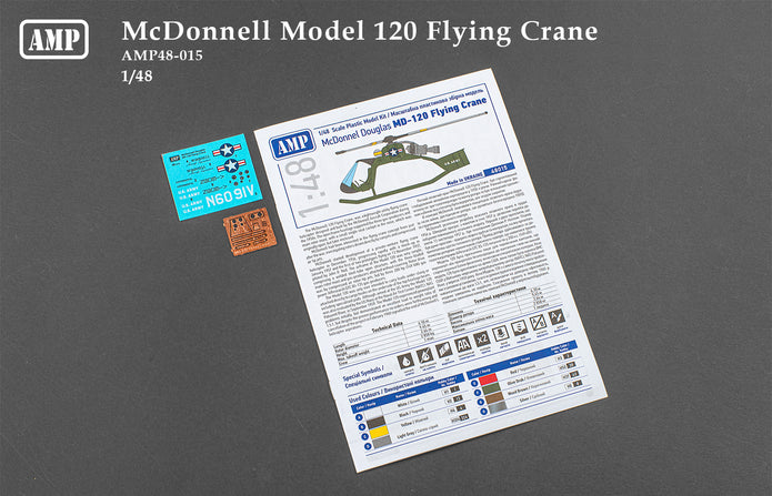 McDonnell 120 Flying Crane (V-1 Jeep) Scale 1:48 AMP 48015 Plastic Model Helicopter Kit