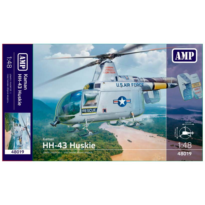 Kaman HH-43S Husky Scale 1:48 AMP 48019 Plastic Model Helicopter Kit