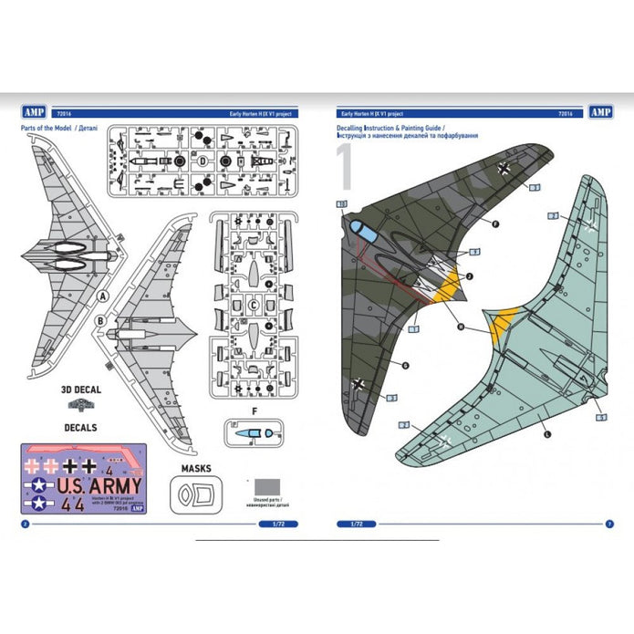 Horten H IX V1 project early Scale 1:72 AMP 72017 Plastic Model Aircraft Kit