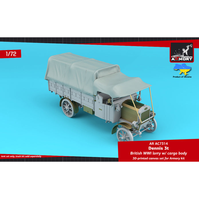 1/72 Dennis 3t British WWI Lorry, canvas set for cargo body Scale 1:72 Armory Models AR AC7314