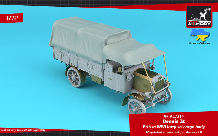 1/72 Dennis 3t British WWI Lorry, canvas set for cargo body Scale 1:72 Armory Models AR AC7314