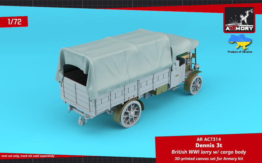 1/72 Dennis 3t British WWI Lorry, canvas set for cargo body Scale 1:72 Armory Models AR AC7314