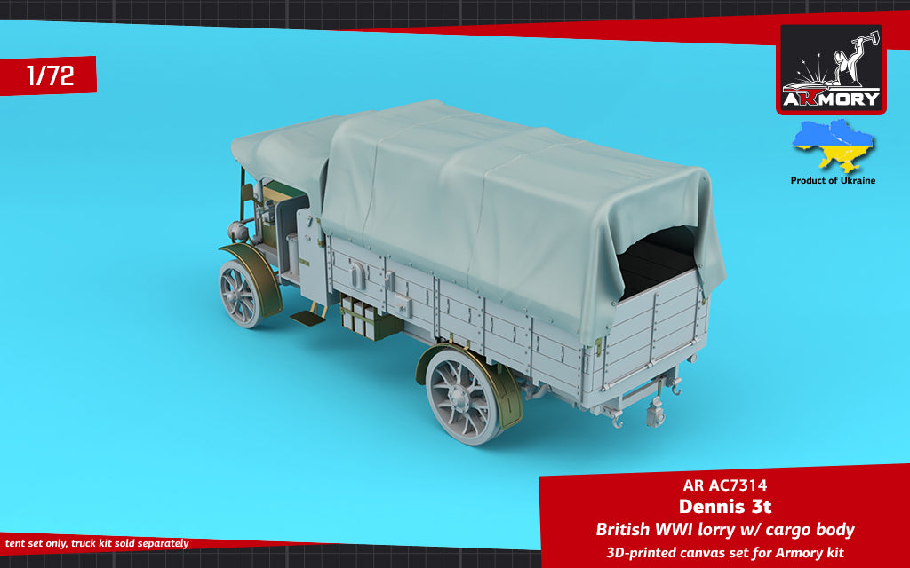 1/72 Dennis 3t British WWI Lorry, canvas set for cargo body Scale 1:72 Armory Models AR AC7314