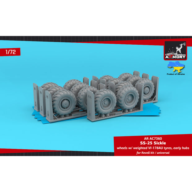 1/72 SS-25 "Sickle" mobile launcher wheels w/ VI-178AU tyres & early hubs Scale 1:72 Armory Models AR AC7360