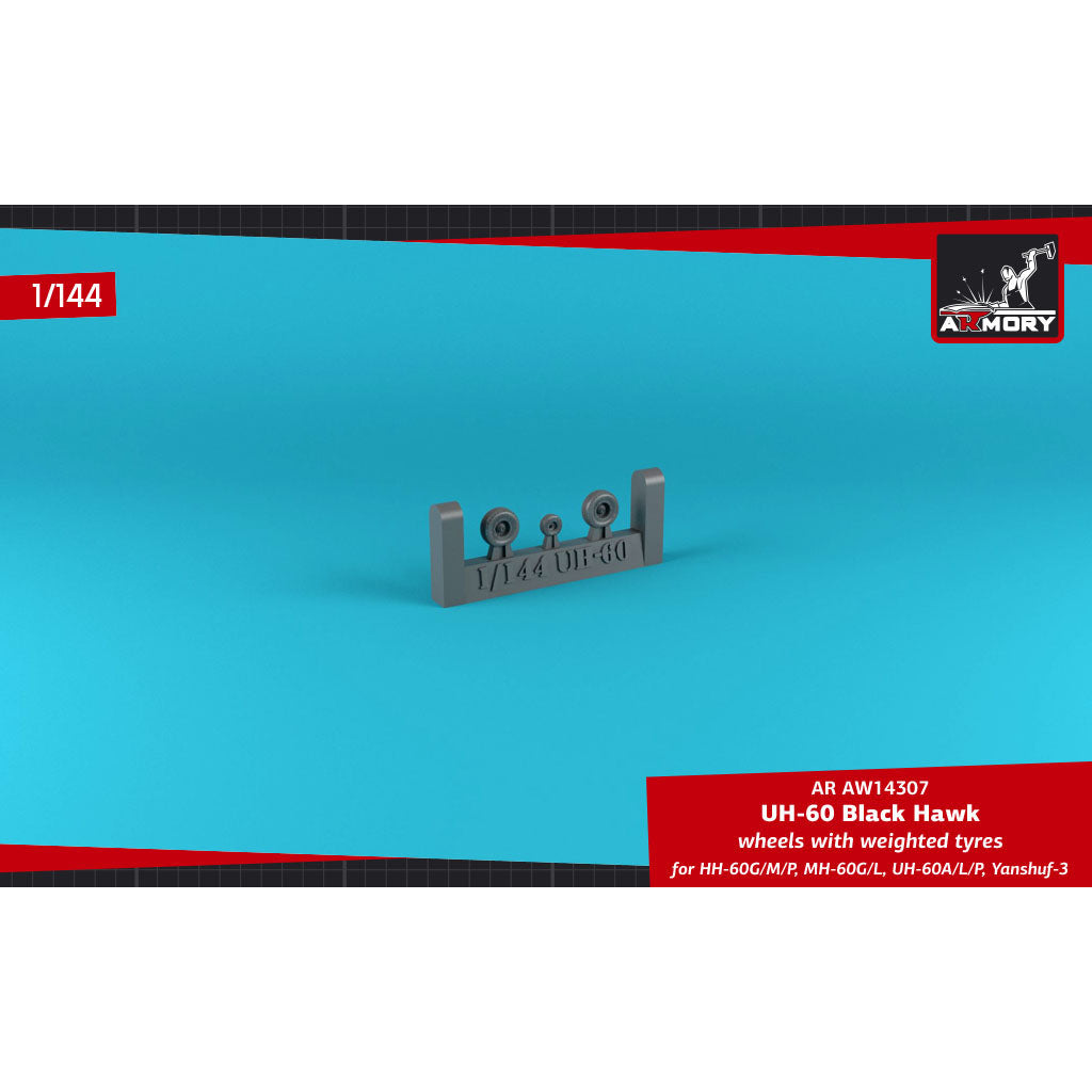 1/144 UH-60 Black Hawk wheels w/ weighted tires Scale 1:144 Armory Models AR AW14307