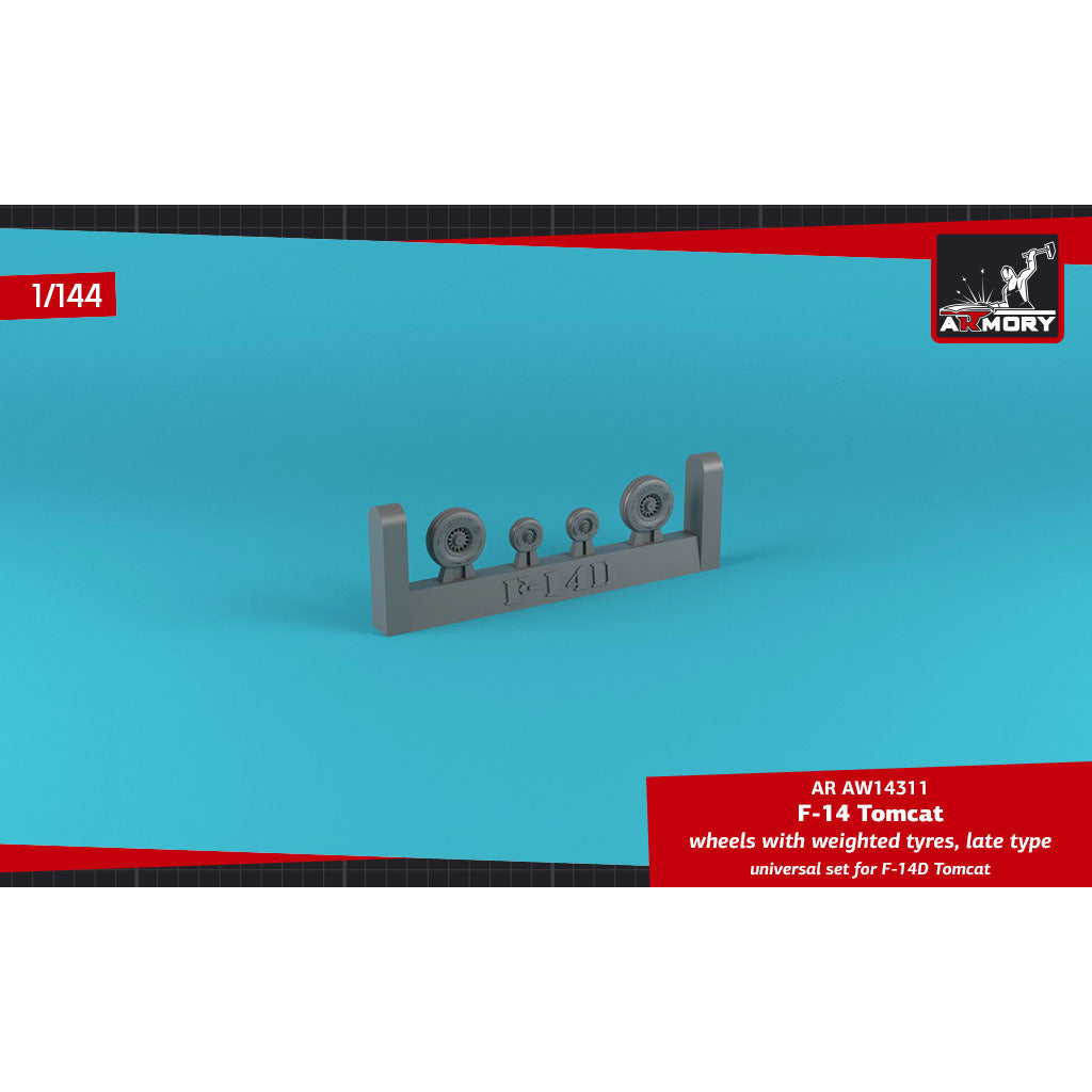 1/144 F-14D Tomcat late type wheels w/ weighted tires Scale 1:144 Armory Models AR AW14311