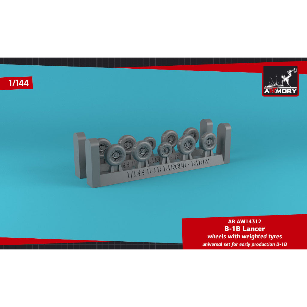 1/144 B-1B Lancer wheels w/ weighted tires, early Scale 1:144 Armory Models AR AW14312