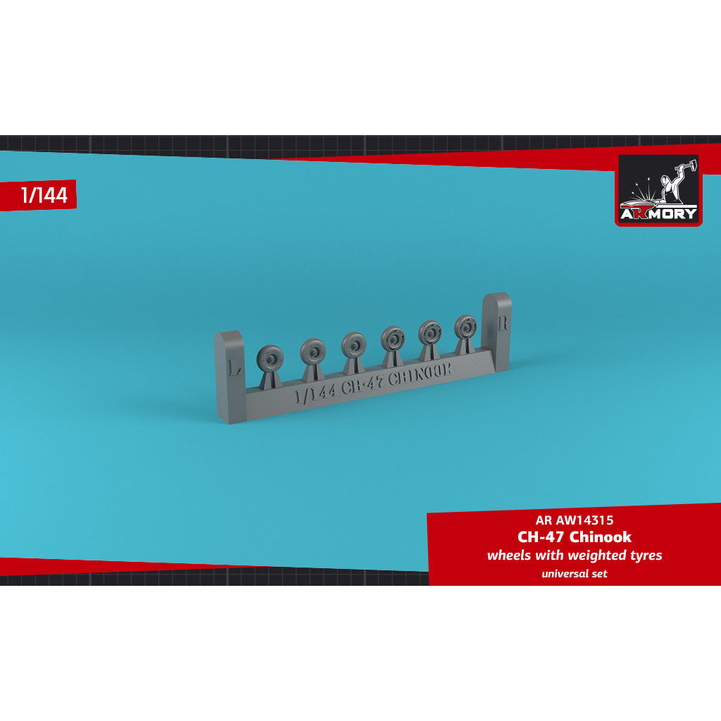 1/144 CH-47 Chinook wheels w/ weighted tires Scale 1:144 Armory Models AR AW14315