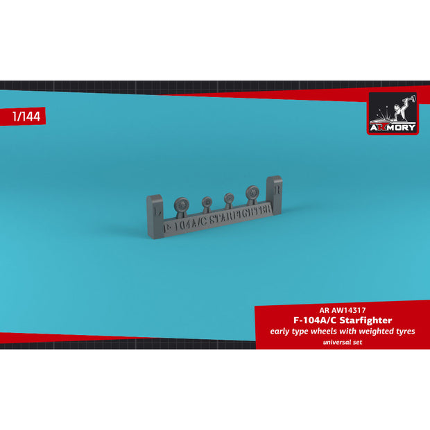 1/144 F-104A/C Starfighter wheels, w/ optional nose wheels, weighted Scale 1:144 Armory Models AR AW14317