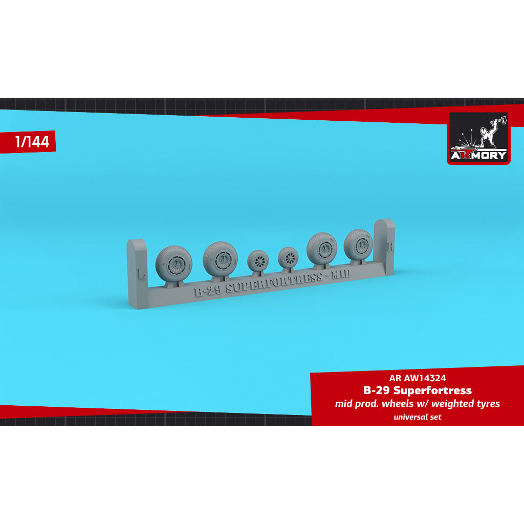 1/144 B-29 Superfortress mid production wheels w/ weighted tyres Scale 1:144 Armory Models AR AW14324