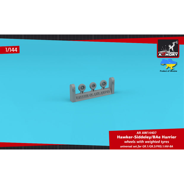 1/144 H.S. Harrier GR.1/GR.3/FRS.1/AV-8A wheels w/ weighted tyres (for Academy, Mark1, Minicraft, Revell, universal)  Scale 1:144 Armory Models AR AW14407