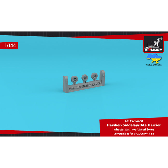 1/144 H.S. Harrier GR.7/GR.9/AV-8B wheels w/ weighted tyres (for Dragon, F-Toys, Hasegawa)  Scale 1:144 Armory Models AR AW14408