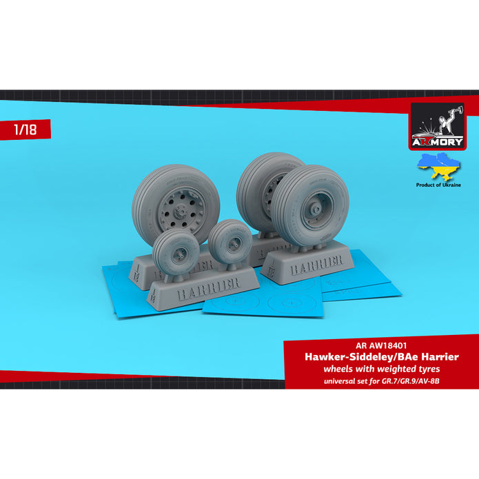 1/18 H.S. Harrier GR.7/GR.9/AV-8B wheels w/ weighted tyres Scale 1:18 Armory Models AR AW18401