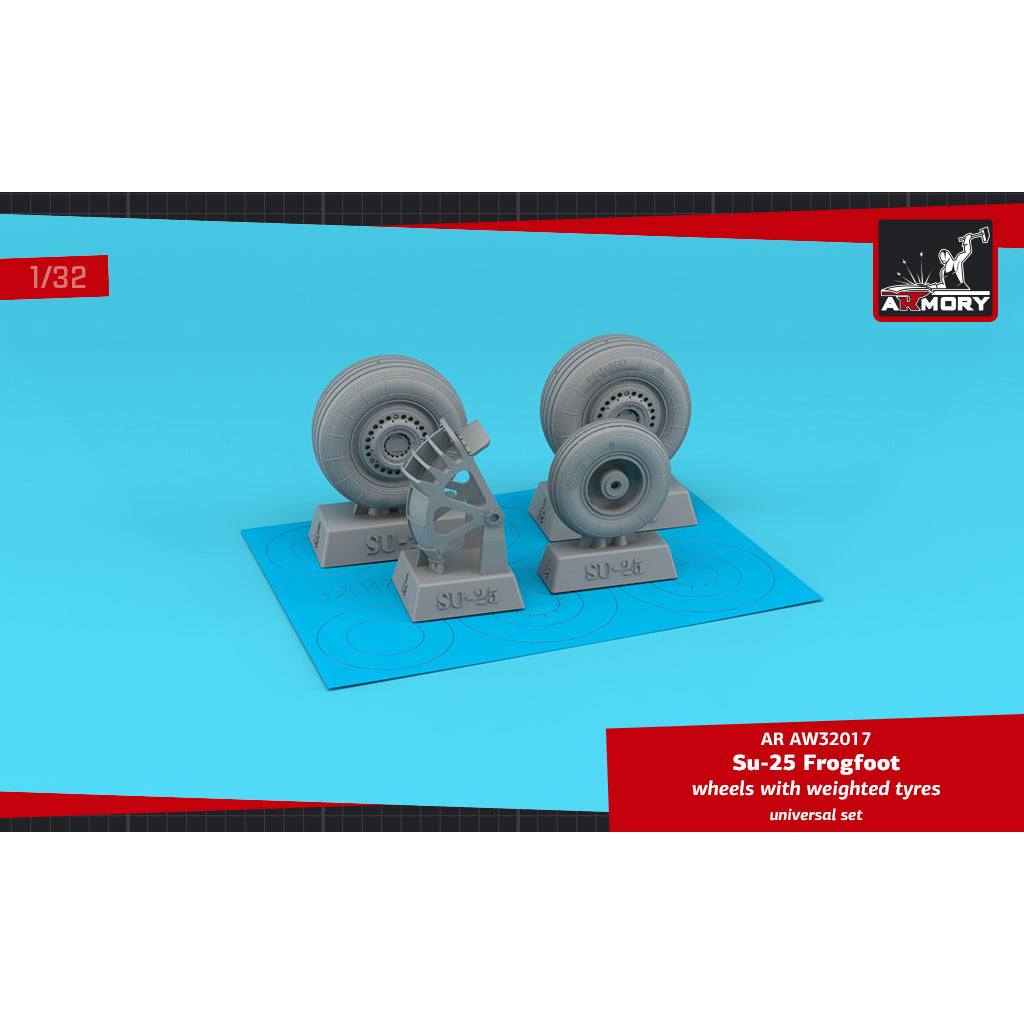 1/32 Sukhoj Su-25 Frogfoot wheels w/ weighted tyres & mudguard Scale 1:32 Armory Models AR AW32017