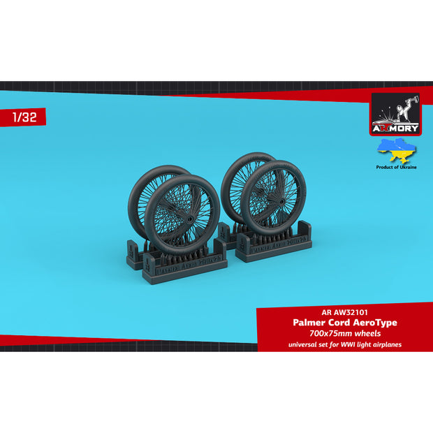 1/32 Palmer Cord Aero Type 700x75mm wheels (4pcs) - 3D-printed set Scale 1:32 Armory Models AR AW32101