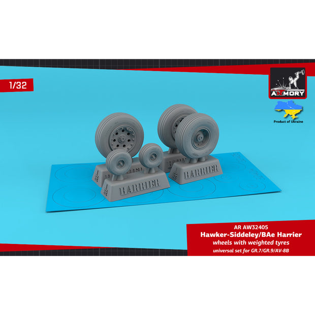 1/32 H.S. Harrier GR.7/GR.9/AV-8B wheels w/ weighted tyres (for 	
Trumpeter, universal)  Scale 1:32 Armory Models AR AW32405