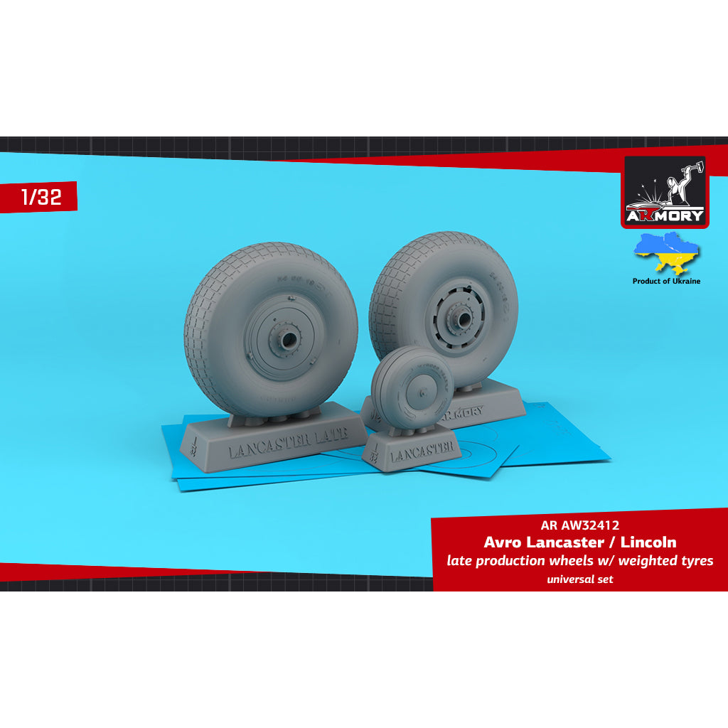 1/32 Avro Lancaster / Lincoln wheels late type w/ weighted tyres Scale 1:32 Armory Models AR AW32412
