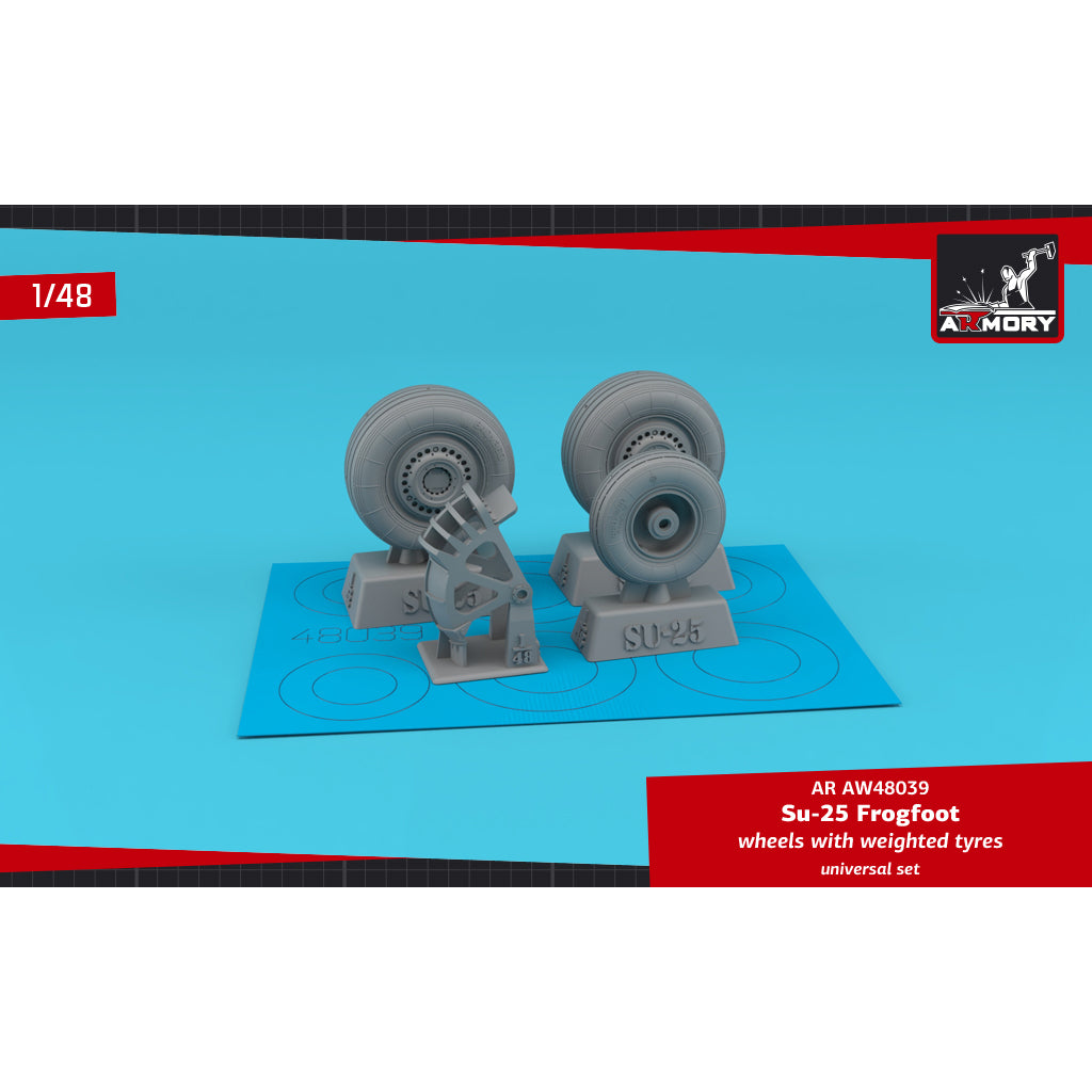1/48 Sukhoj Su-25 Frogfoot wheels w/ weighted tyres & mudguard Scale 1:48 Armory Models AR AW48039