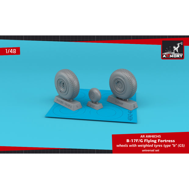 1/48 B-17F/G Flying Fortress wheels w/ weighted tyres type "b" (GS) Scale 1:48 Armory Models AR AW48345