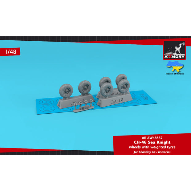 1/48 CH-46 Sea Knight wheels w/ weighted tyres (for Academy, universal)  Scale 1:48 Armory Models AR AW48357