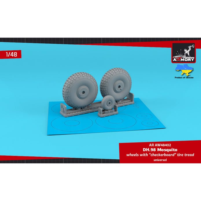 1/48 deHavilland DH.98 Mosquito wheels, "checkerboard" tire pattern, weighted Scale 1:48 Armory Models AR AW48402