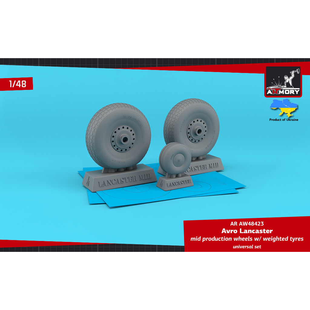 1/48 Avro Lancaster wheels mid type w/ weighted tyres Scale 1:48 Armory Models AR AW48423