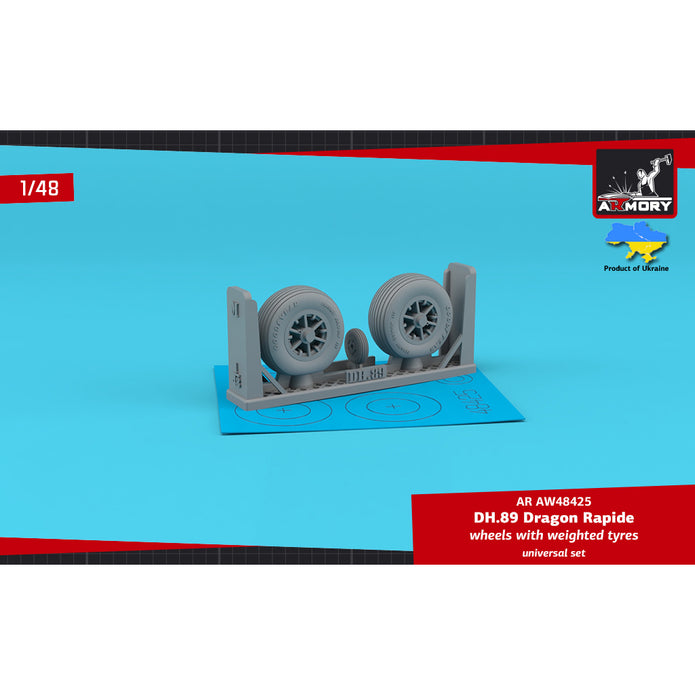 1/48 DH.89 Dragon Rapide wheels w/ weighted tyres Scale 1:48 Armory Models AR AW48425