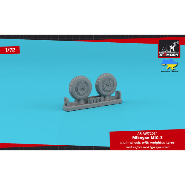 1/72 MiG-3 main wheels w/ weighted tyres, hard surface road type tyre tread Scale 1:72 Armory Models AR AW72064