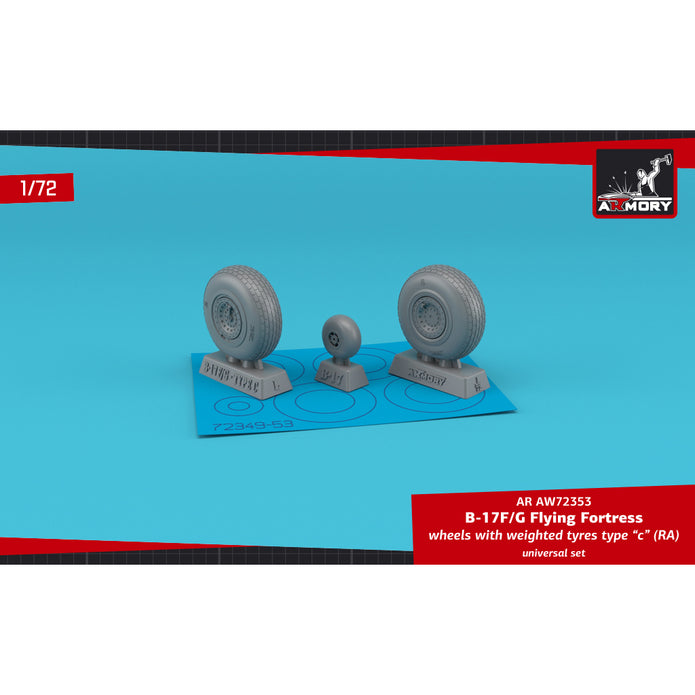 1/72 B-17F/G Flying Fortress wheels w/ weighted tyres type "c" (RA) Scale 1:72 Armory Models AR AW72353