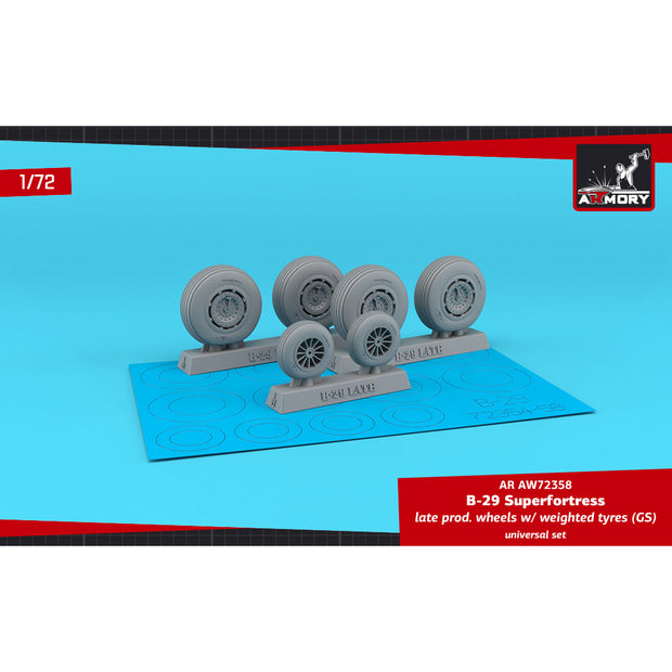 1/72 B-29 Superfortress late production wheels w/ weighted tyres (GS) Scale 1:72 Armory Models AR AW72358