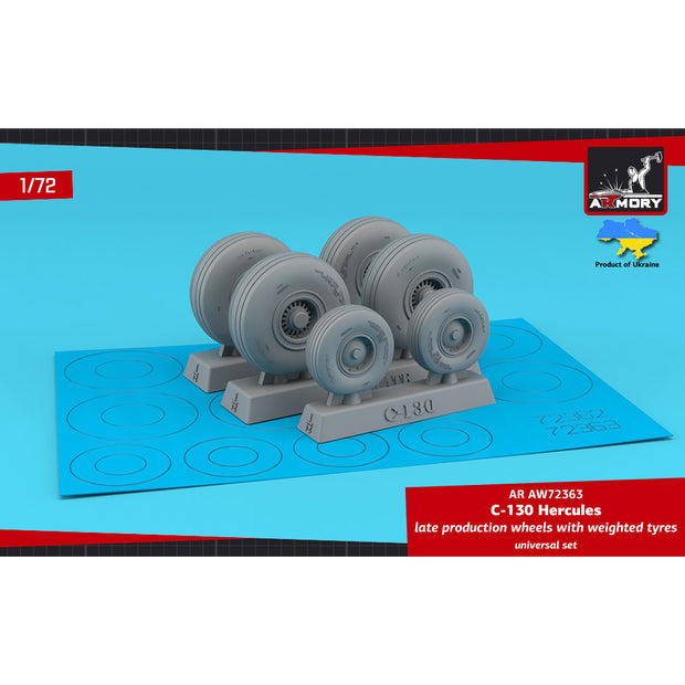 1/72 C-130 Hercules wheels w/ weighted tyres, late type Scale 1:72 Armory Models AR AW72363