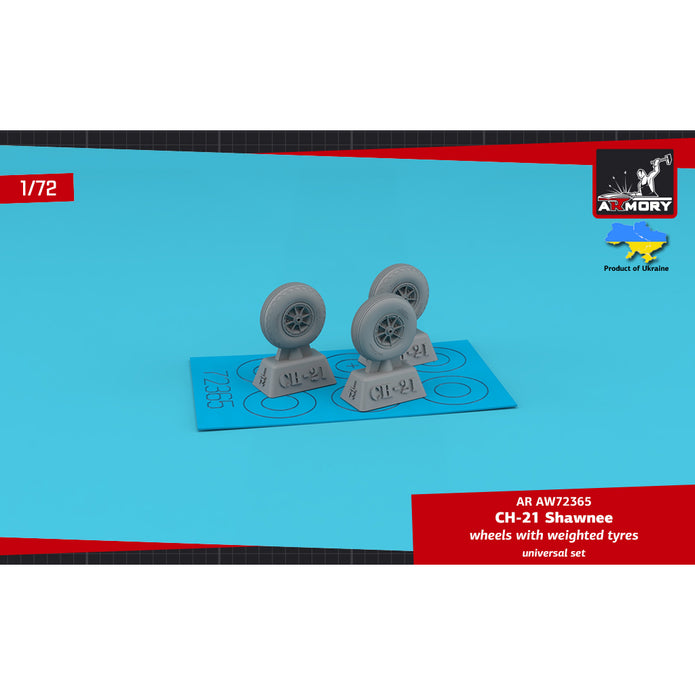 1/72 CH-21 Shawnee wheels w/ weighted tyres (for HobbyCraft, Italeri, Revell)  Scale 1:72 Armory Models AR AW72365