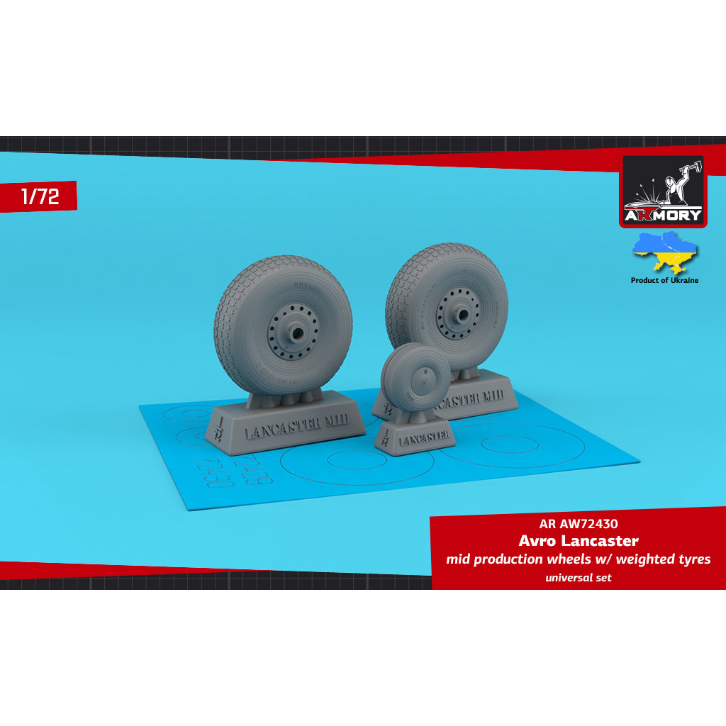 1/72 Avro Lancaster wheels mid type w/ weighted tyres Scale 1:72 Armory Models AR AW72430
