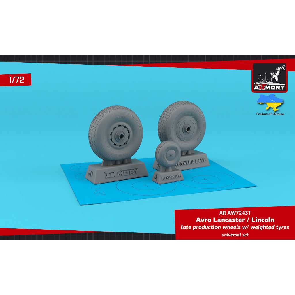 1/72 Avro Lancaster / Lincoln wheels late type w/ weighted tyres Scale 1:72 Armory Models AR AW72431