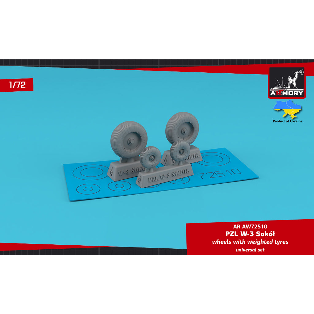 1/72 PZL W-3 Sokół wheels w/ weighted tires Scale 1:72 Armory Models AR AW72510