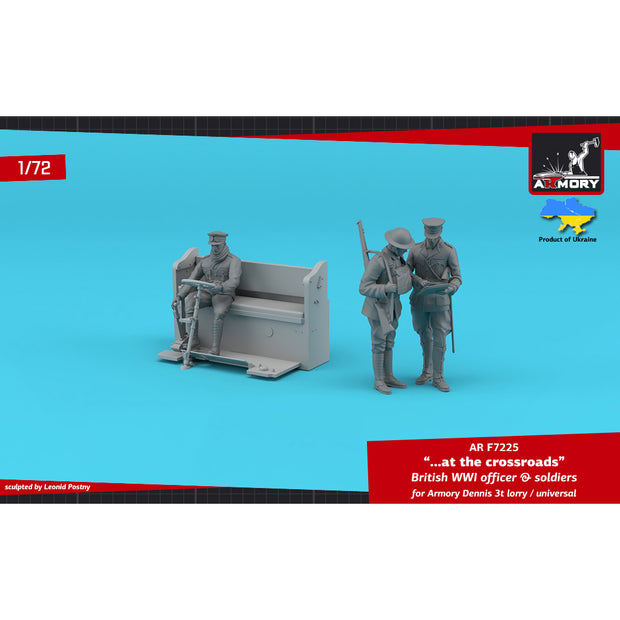 "at the crossroads" 1/72 British WWI officer & soldiers in a Dennis 3t lorry Scale 1:72 Armory Models AR F7225