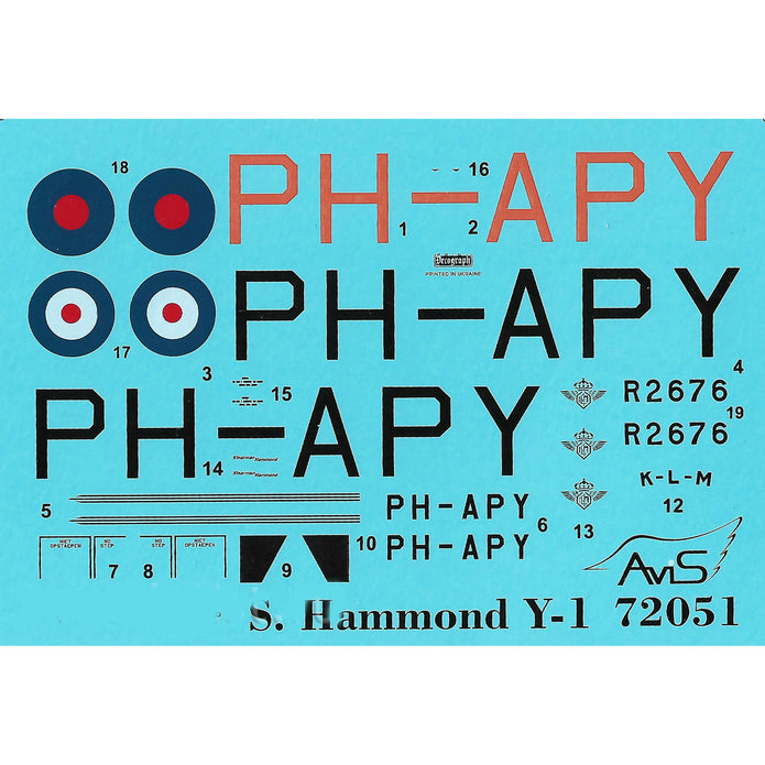 Stearman-Hammond I-1S "K-L-M Holland", Aircraft Model Kit Scale 1:72 Avis AV72051
